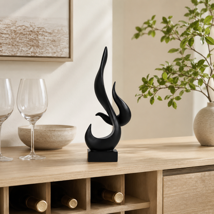 Modern Black Flame Resin Decor