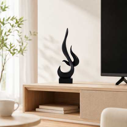 Modern Black Flame Resin Decor