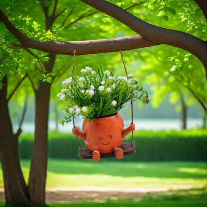 MCOIKY® Cute Red Swing Succulent Planter | Creative Mini Flower Pot for Home, Patio & Garden Decor