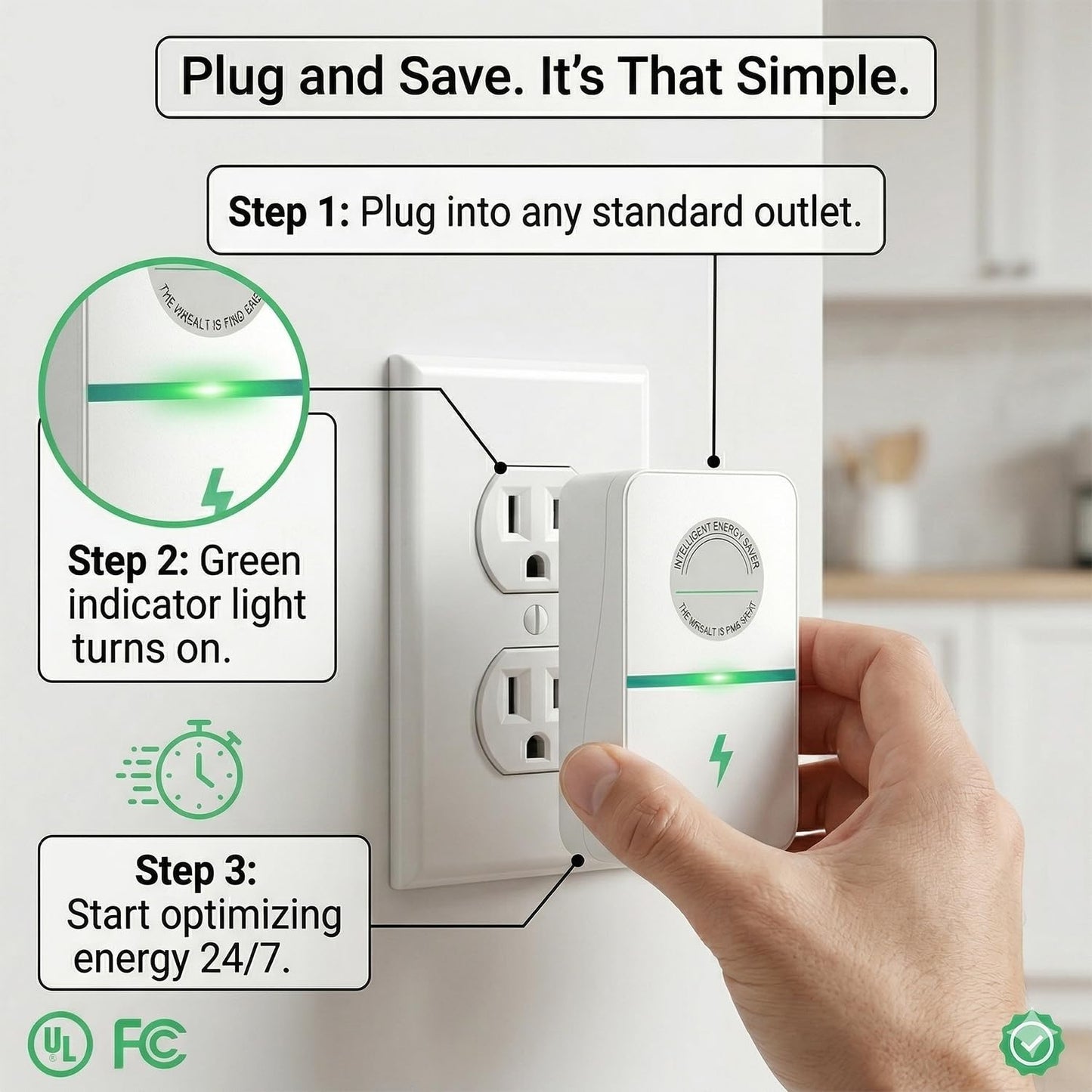 🟢2026 New Power Factor Saver Plug in, Power Plug Pro Energy Saver Electricity Saving Box, Energy Savings Device with Voltage Optimization for Home & Office US Plug 90V-250V 30KW