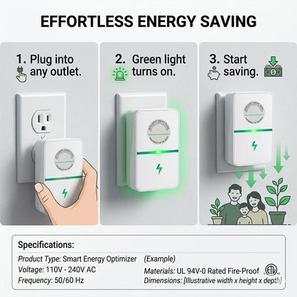 🟢2026 New Power Factor Saver Plug in, Power Plug Pro Energy Saver Electricity Saving Box, Energy Savings Device with Voltage Optimization for Home & Office US Plug 90V-250V 30KW