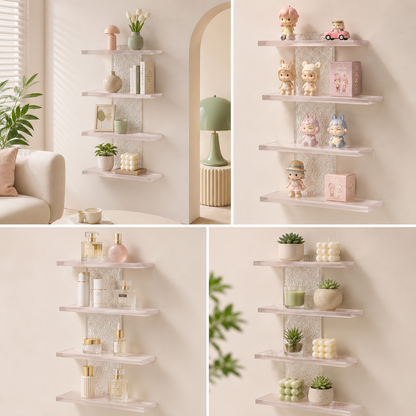 4-Tier Acrylic Wall Display Shelf | Clear Wall-Mounted Organizer for Figures, Collectibles & Home Decor