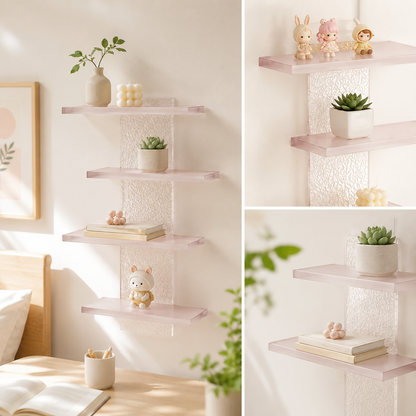 4-Tier Acrylic Wall Display Shelf | Clear Wall-Mounted Organizer for Figures, Collectibles & Home Decor