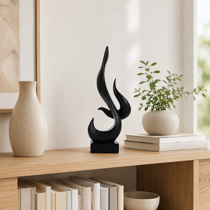 Modern Black Flame Resin Decor