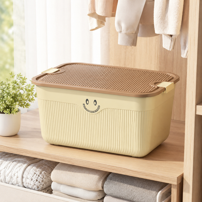 Portable Lidded Storage Basket – Milk Coffee